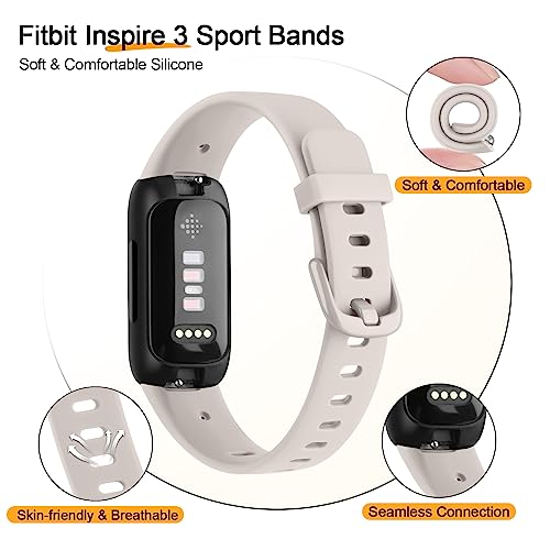 AK Band Compatible with Fitbit Inspire 3 Bands for Women Men, Adjustable Replacement Sport Wristbands Straps for Fitbit Inspire 3 Fitness Tracker (Starlight)