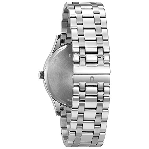 Bulova Men's Classic Stainless Steel 3-Hand Date Calendar Quartz Watch, Grey Dial with Roman Numeral Markers Style: 96B261
