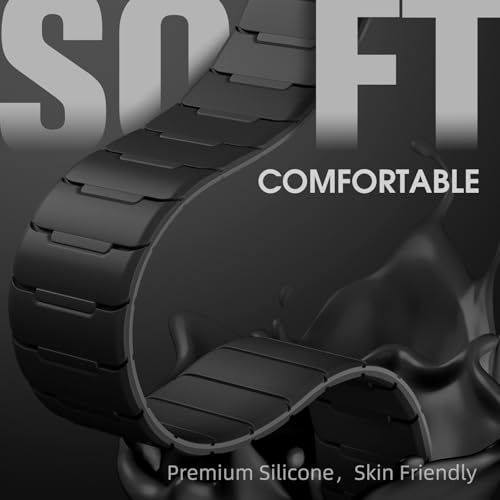 Easuny Magnetic Silicone Bands Compatible with Samsung Galaxy Watch 7 Band 6 5 4 3 FE 40mm 44mm/Watch 6 Classic 43mm 47mm/Watch 5 Pro 45mm/Watch 4 Classic/Active 2, 20mm No Gap Sport Strap Men Women