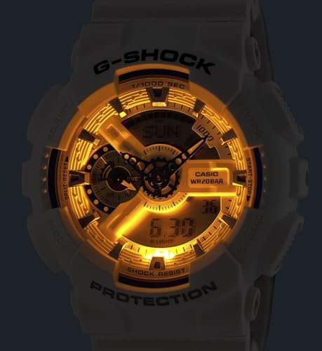 Casio G-Shock White Blue Hidden Glow Analog-Digital Resin Watch GA110HDS-7A