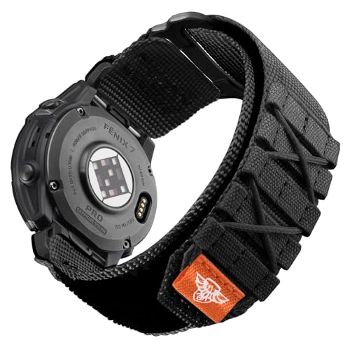 Bandletic Compatible with Garmin Fenix 8 47mm 7 6 Pro 5 Plus Watch Band, Rugged Tactical Nylon Strap for Instinct 3 2, Quick Fit 22mm Watch Bands for Forerunner 970/965/955/945/Approach S62/S60/Epix 2