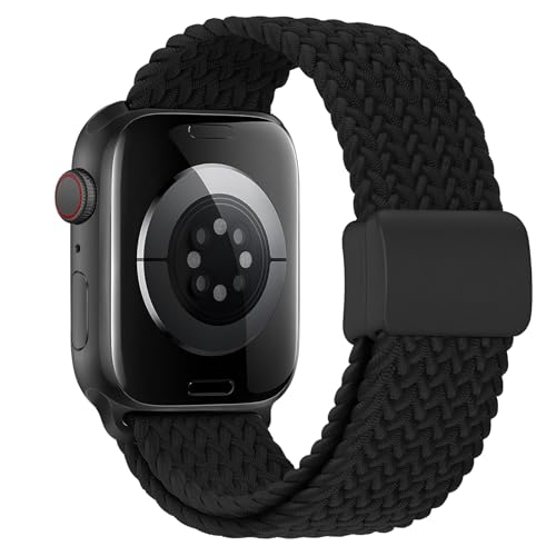 Magnetic Braided Band Compatible with Kids Apple Watch Band 38mm 40mm 41mm 42mm 44mm 45mm 46mm, Stretchy Nylon Solo Loop for iWatch Series 11 10 9 8 7 6 5 4 3 2 1 SE3 SE2 SE1 Girls Boys Small Wrists