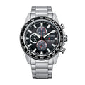 Citizen Men's Eco-Drive Weekender Brycen Chronograph Watch in Stainless Steel, Black Dial (Model: CA0780-52E)
