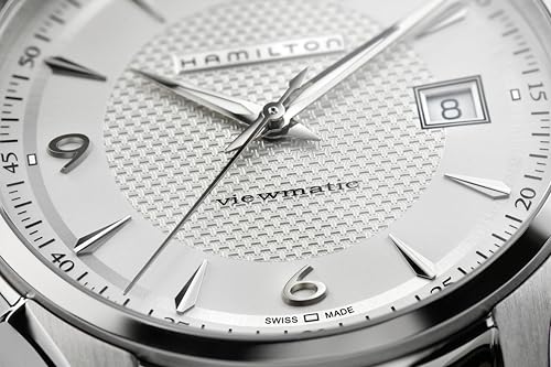 Hamilton Jazzmaster Automatic Men's Watch, 40mm Stainless Steel Case, Swiss Made, Silver Dial Analog Wrist Watch for Men, 50m Waterproof, Sapphire Crystal, 3-Hand Movement, Calf Leather Strap