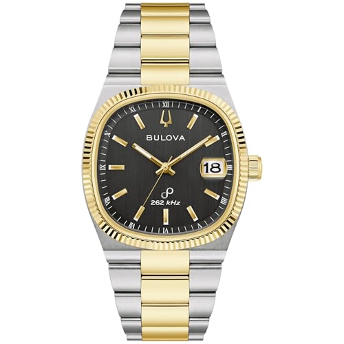 Bulova Super Seville Black Dial Two-Tone Stainless Steel Bracelet Watch 37.5mm - 98B458
