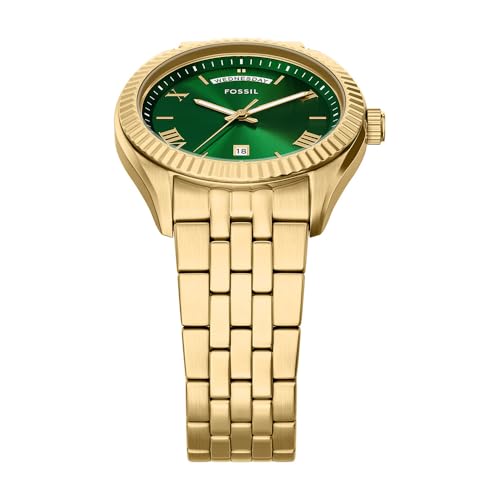 Fossil Men's Watch, Campbell Three-Hand Day-Date Gold-Tone Stainless Steel Watch for Men
