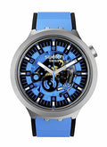 Swatch Big Bold Irony Lacquered Unisex Watch Casual Polymer Blue Automatic Waterproof Azure Blue Daze