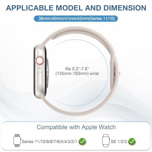 10 Pack Silicone Bands Compatible with Apple Watch 38mm 40mm 41mm 42mm 44mm 45mm 46mm 49mm Women Men, Soft Waterproof Replacement Wrist Sport Band for iWatch Series 11 10 9 8 7 6 5 4 3 2 1 SE Ultra