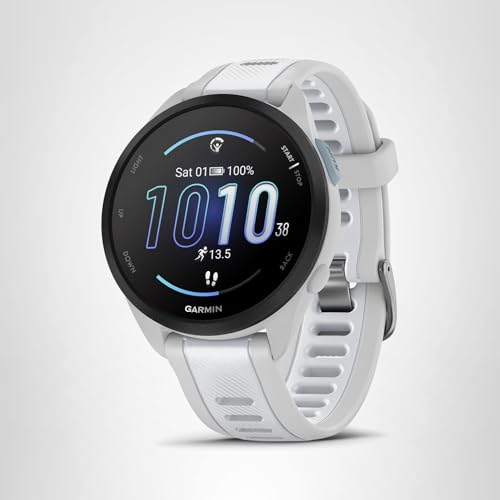 Garmin Forerunner 165, Running Smartwatch, Colorful AMOLED Display, Training Metrics and Recovery Insights, Whitestone
