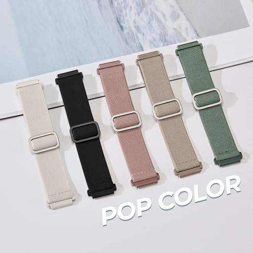 Acextro 5 Pack Stretchy Bands Compatible with Samsung Galaxy Watch 7 6 5 4 FE Band 40mm 44mm 45mm/Watch 6 4 Classic 4 42mm 46mm 43mm 47mm/Active 2, 20mm Water-Resistant Elastic Nylon Sport Strap