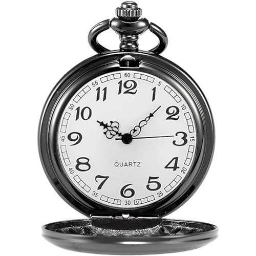 alladaga Set of 2 Classic Pocket Watch with Chain for Men and Women (Black Black)