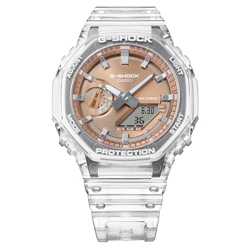 Casio G-Shock Octagonal Rose Gold Dial Translucent Resin Watch GA2100BM-7A5