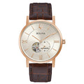 Bulova Men's Classic Dress 3-Hand 21- jewel Automatic Watch, 42 Hour Reserve, Hack Feature, Sub-second Hand, Open Aperture Dial, Exhibition Case Back, 42mm