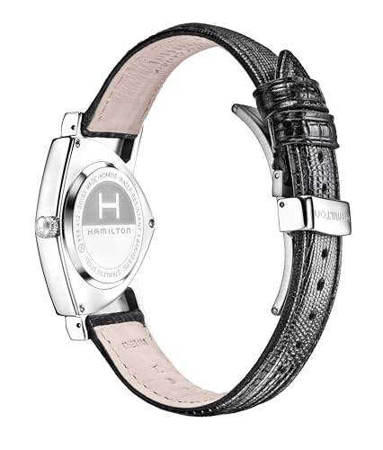 Hamilton Ventura Swiss Quartz Men's Watch, 32mm x 50mm Stainless Steel Case, Swiss Made, Black Dial Analog Wrist Watch for Men, 50m Waterproof, Mineral Crystal