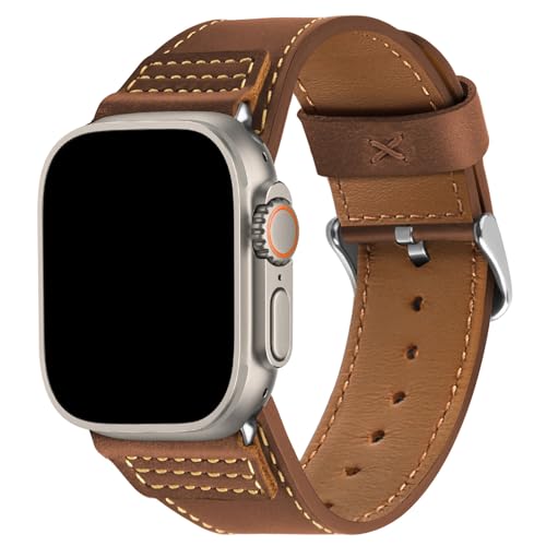 Wristitani Leather Bands Compatible With Apple Watch Band Ultra 3/2/1, 49mm 46mm 45mm 44mm 42mm For Men, Top Genuine Leather Replacement Vintage Strap for iWatch SE3/2/1 Series 11 10 9 8 7 6 5 4 3
