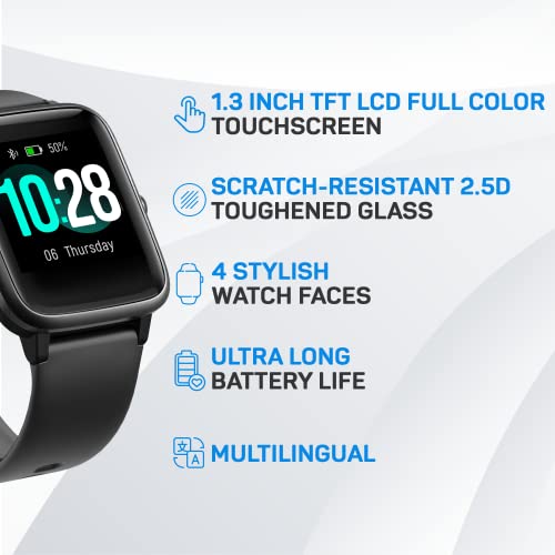 OCTANDRA Move VeryFitPro Smart Watch HR Heart Rate Sleep Monitor IP68 Waterproof Activity Fitness Tracker Step Counter Pedometer Exercise Running Watch Fitness Watches for Men & Women (ID205L) (Black)