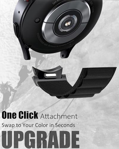 One Click Alpine Loop Bands Compatible with Samsung Galaxy Watch 7 Band/Galaxy Watch 6 4 5 FE Band 40mm 44mm/Watch 6 4 Classic 47mm 43mm 42mm 46mm/5 Pro 45mm, 20mm No Gap Nylon Sport Strap for Men