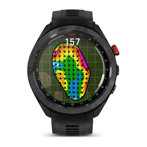 Garmin 010-02746-02 Approach S70 47 mm Premium GPS Golf Watch, Black Band Bundle with Deco Essentials Charging Dock, 3X Silicone Dust Cover and USB Type C Charging and Sync Cable