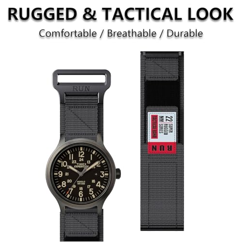 20MM Rugged Nylon Band Compatible with Timex Weekender 38mm / Expedition Scout 40mm, Acadia, Digital CAT, Field, Rugged Core Analog Watches, Soft Replacement Strap for Men's 39mm, 40mm, 43mm Models