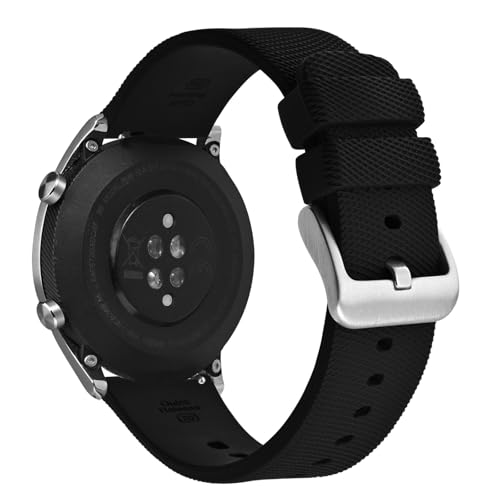 ANNEFIT Silicone Watch Bands for Men Women, Soft Rubber Watch Strap with Quick Release, Band Width 20mm with Silver Buckle (Black)