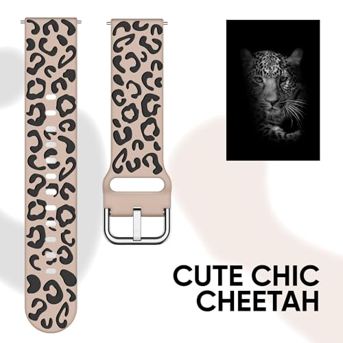 Knossen Leopard Engraved Band Compatible for Samsung Galaxy Watch 7, FE, 6, 5, 4 40mm 44mm, Soft Silicone Replacement Wristband for Galaxy Watch 6 Classic, 4 Classic, 5 Pro, 2-PACK