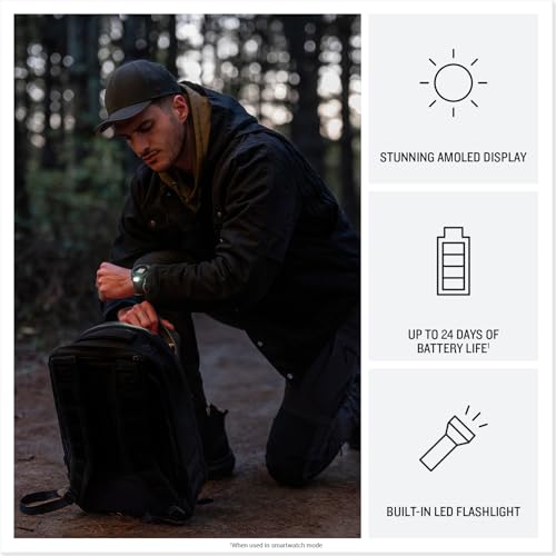 Garmin Instinct 3 Tactical Edition AMOLED 50mm Display, Rugged Outdoor GPS Smartwatch Bundle with USB Wall Charger + Microfiber Cleaning Cloth