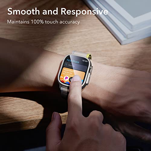 ESR 2 Pack Armorite Screen Protector for Apple Watch Ultra 3 /Ultra 2 /Ultra (49 mm), Military Grade Protection, Tempered Glass Film with Aluminum Alloy Frame, Keep Original, Titanium