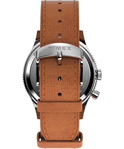 Timex Men's Waterbury 39mm Watch - Tan Strap Black Dial Stainless Steel Case