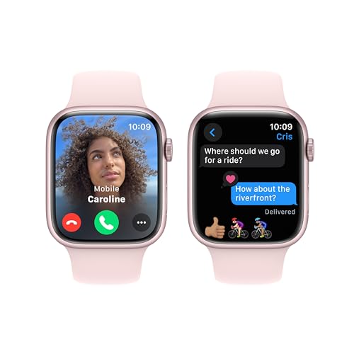 Apple Watch Series 9 [GPS, 45mm] Pink Aluminum Case with Pink Sport Band, M/L (Renewed)