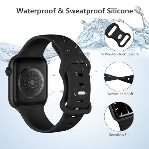 Lenrao Compatible with Apple Watch Bands for Men,Sport Silicone Band Compatible with Apple Watch Bands 44mm 45mm 46mm 42mm 49mm/for iWatch Bands for Men/Watch Series 11/10/9/8/7/6/5/4/3/2/1 SE Ultra