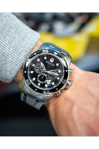 Invicta Men's 0069 "Pro Diver Collection" Stainless Steel Watch, Silver/Black
