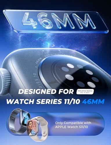 MAGIC JOHN 2 Pack for Apple Watch Series 11(2025) Series 10 46MM Screen Protector, [Automatic Align Tech] Self-Healing Flexible EPU Film, HD Transparent, Anti Scratch, Bubble Free