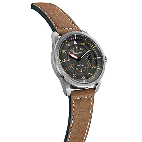 Citizen Men’s Eco-Drive 3-Hand Date Avion Watch with Leather Strap (Style: AW1361:10H)