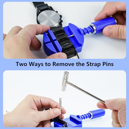 Zistel Watch Repair Kit + Watch Press, Watches Band Link Pin Set with Carrying Case, Watch Battery Replacement Tool Kit, Watch Tools with Spring Bar Tool