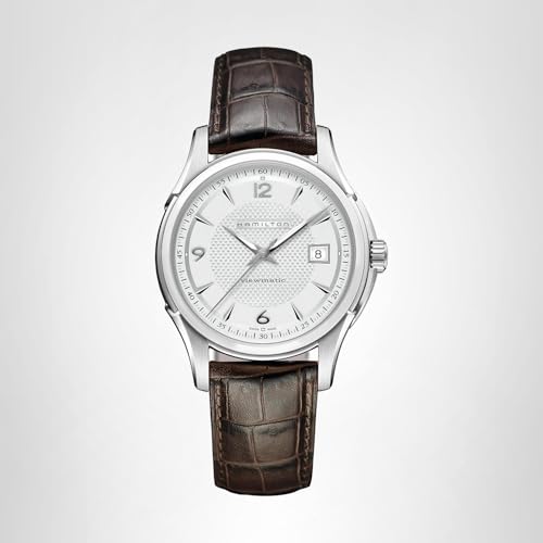 Hamilton Jazzmaster Automatic Men's Watch, 40mm Stainless Steel Case, Swiss Made, Silver Dial Analog Wrist Watch for Men, 50m Waterproof, Sapphire Crystal, 3-Hand Movement, Calf Leather Strap