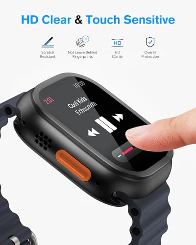 amBand Metal Case Screen Protector Cover for Apple Watch Ultra 3/Ultra 2/Ultra 49mm, W3 Rugged Bumper Thin Frame + 9H Tempered Glass Film + Ceramic-Like Back Cover, [Stylish] [Waterproof], Matte Black