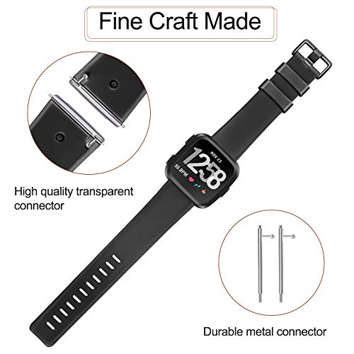 AK Sports Bands Compatible for Fitbit Versa 2, Soft Elastomer Multi-colors Replacement Wristbands for Fitbit Versa Smart Watch (Black, Large)