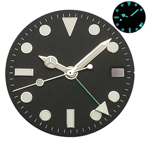 28.5mm NH34 Dial GMT Hands Set, BGW9 Blue Lume Movement Mod Parts