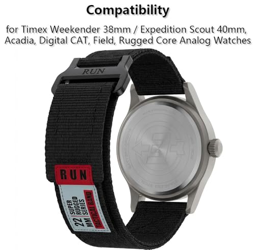 20MM Rugged Nylon Band Compatible with Timex Weekender 38mm / Expedition Scout 40mm, Acadia, Digital CAT, Field, Rugged Core Analog Watches, Soft Replacement Strap for Men's 39mm, 40mm, 43mm Models