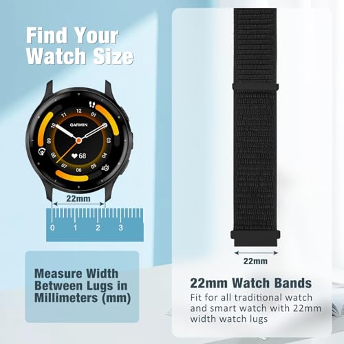 WNIPH 4 Pack Nylon Watch Bands Compatible with Garmin Venu 4 45mm/Venu 3 45mm/2/Vivoactive 4, Garmin Forerunner 255/255 Music/265/955, 22mm Sport Repalcement Strap for Amazfit GTR 4/3/2/Bip 6/Bip 5