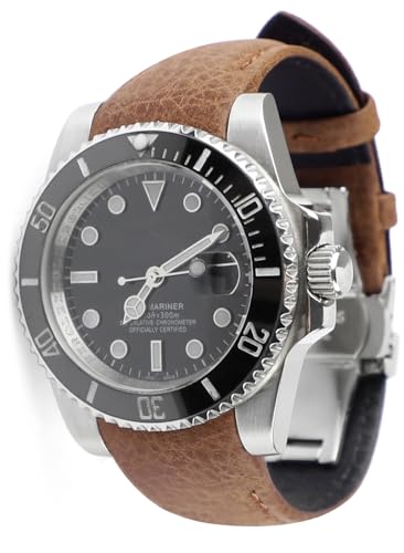 Sight Focus 20mm Curved End Retro Leather Watch Band for Rolex Submariner 40mm,Daytona,GMT-Master 40mm,Yacht-Master,Explorer I Leather Watch Strap Replacement Rolex Datejust Bracelet Men Women Brown