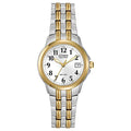 Citizen Women's Eco-Drive Dress Classic Two Tone Gold Stainless Steel Watch, Easy to Read, White Dial, 26mm (Model: EW1544-53A)