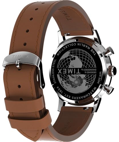 Timex Men's Marlin 40mm Watch - Brown Strap Green Dial Stainless Steel Case