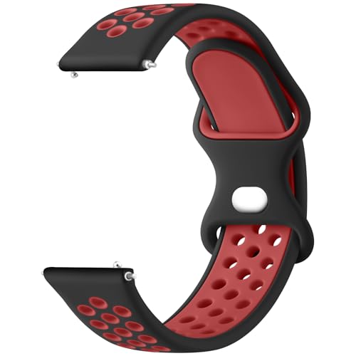 Meliya 20mm 22mm Watch Bands Quick Release Replacement Wristband, Soft Silicone Bands Breathable Sport Replacement Straps for Men Women (20mm, Black-Red)