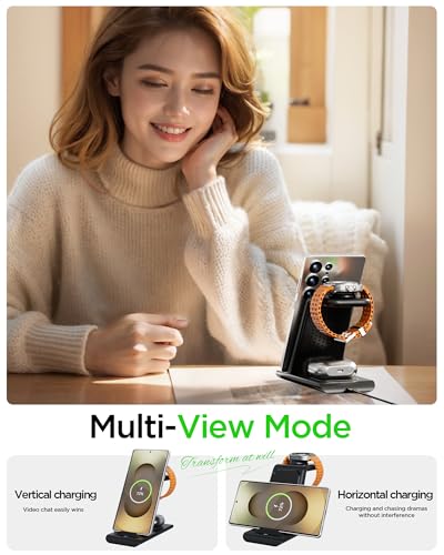 Wireless Charging Station for Samsung Galaxy Watch 9/8/7/6/5/4/3,S26 Ultra, Wireless Charger Samsung Phone Stand for Galaxy S25/S24/S23/S22/Note,Watch Ultra2,Buds4/4 Pro/3/2 Pro/Live Multiple Devices