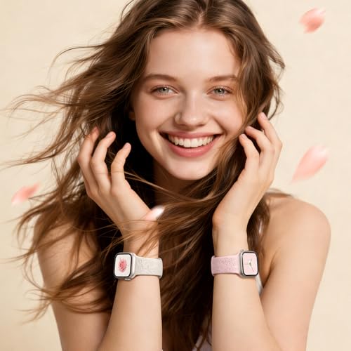 Easuny 8 Pack Bands for Women Compatible with Apple Watch 40mm 41mm 38mm 42mm 44mm 45mm 46mm 49mm iWatch Series 11 10 9 8 7 6 5 4 3 Ultra SE 3 SE 2nd, Soft Silicone Floral Engraved Dressy Wrist Straps