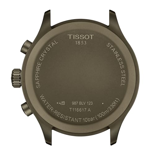 Tissot Mens Tissot Chrono XL 316L Stainless Steel case with Khaki PVD Coating Quartz Watches, Khaki, Leather, 22 (T1166173609200)