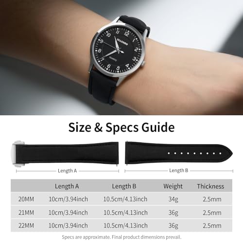 ULLCHRO Watch Strap Watch Band 20mm 22mm Man Waterproof Quick Release Bands Sport Replacement Strap Soft FKM Rubber Watchband (20mm, Black&Black)