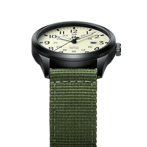 LN LENQIN Mens Watches Unisex Military Sport Nylon Strap Stylish Luminous Fashion Analog Quartz Watch for Men Waterproof Army Tactical Casual Wristwatch