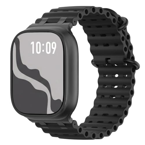 Astorgos Upgraded Ocean Band Compatible with Apple Watch Ultra 3/2/1 49mm,S11/S10 46mm,9/8/7 45mm,SE3/SE2/SE/6/5/4 44mm,3/2/1 42mm, Metal Connector Breathable Sport Watch Strap, Black/Black